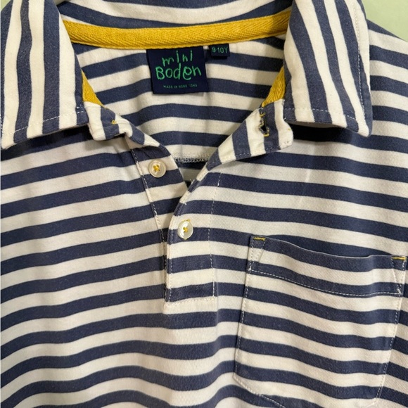 Mini Boden boys youth 9-10 Striped Polo Shirt blue and white cotton - Picture 2 of 6